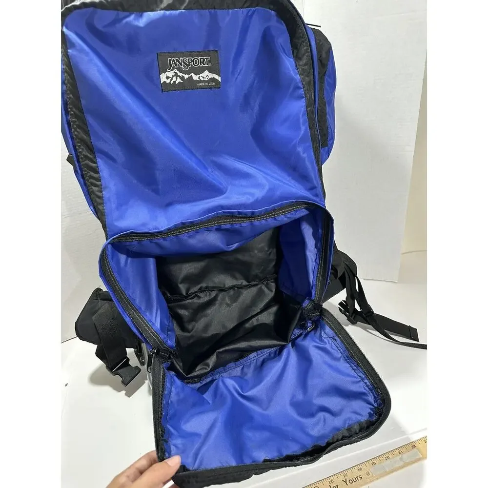Vintage JANSPORT External Frame Hiking Backpack Hip Wings‎ Blue 90’s Made in USA
